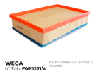 Filtro De Ar Renault Master 2.3 16V 2013/.. - WEGA - Cod. FAP-3271/4